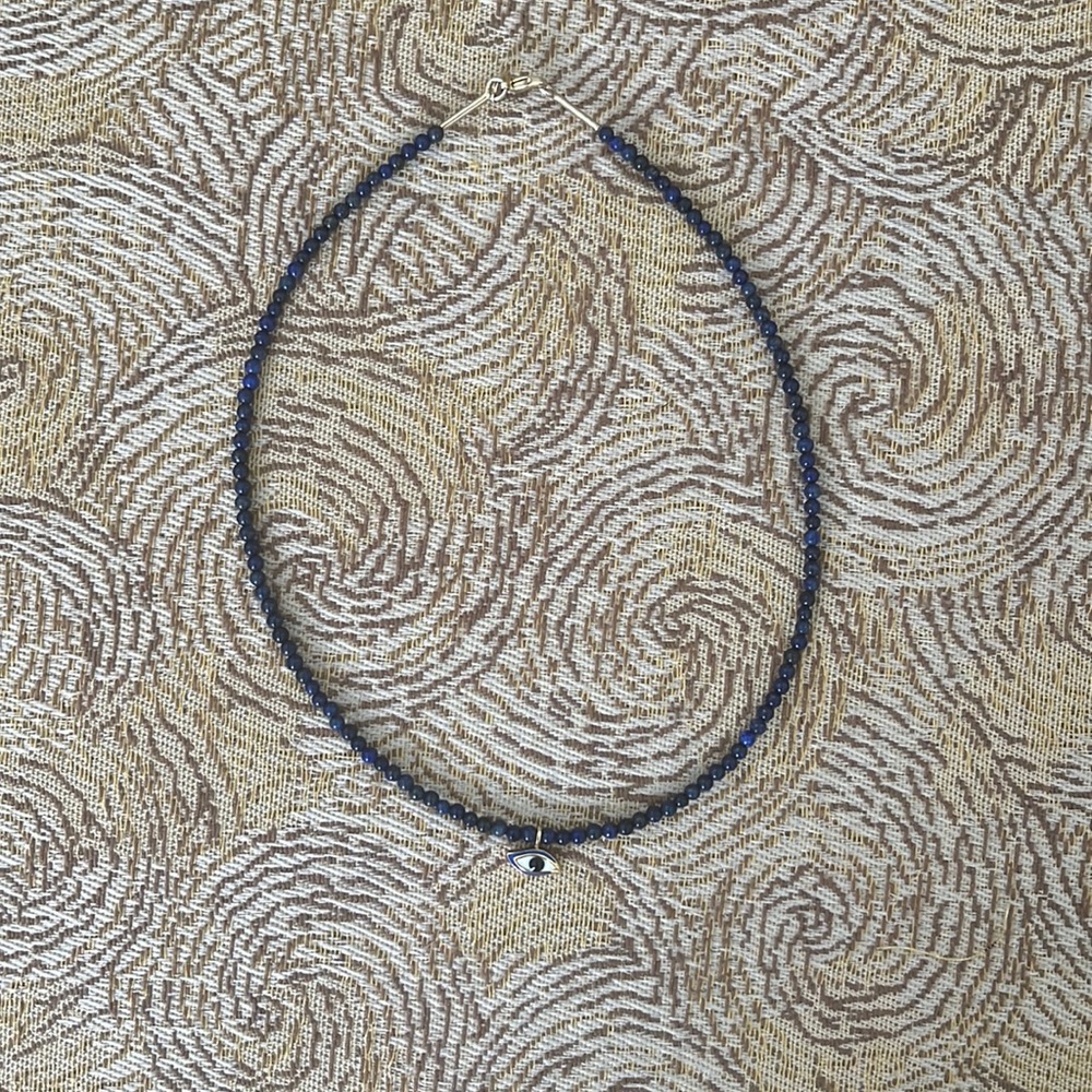 Pamela Love beaded Lapis evil eye necklace